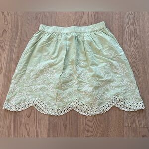 LOFT Mint Green Floral Skater Skirt